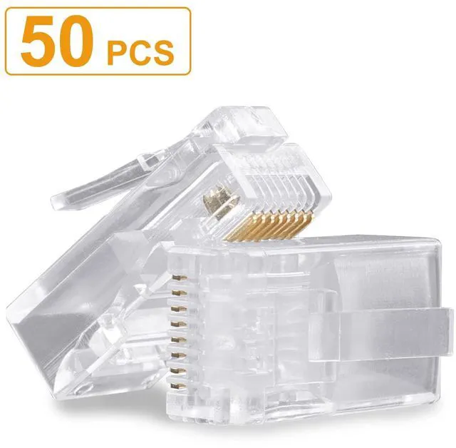Alt view image 2 of 5 - RJ45 Ends, RJ45 Crimp Connectors 8P8C UTP Network Plug for CAT5 CAT5E CAT6 Stranded Cable Solid Crystal Head 50PCS