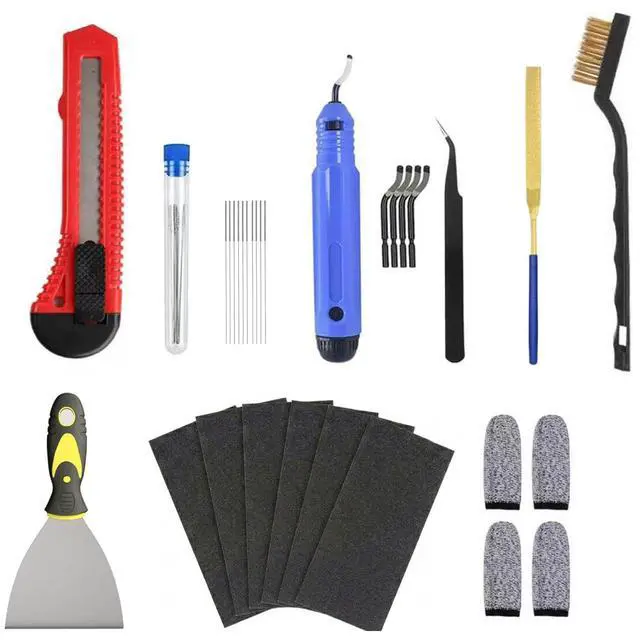 Main image of 26 PCS 3D Printer Tools Kit for All FDM/SLA Printers with Nozzle Cleaner, Scraper, Brushes,Deburring Tool,Sandpaper