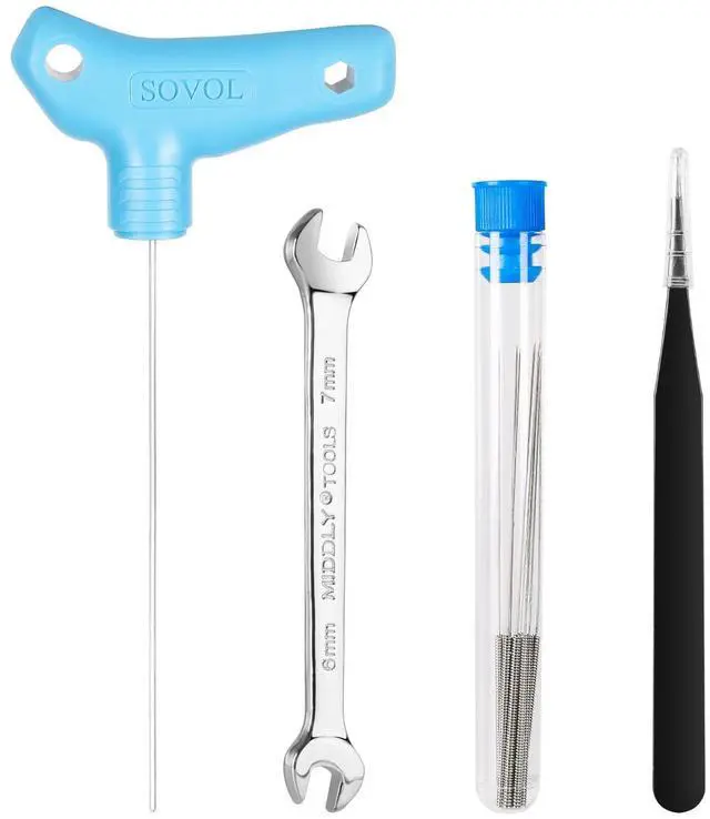 Main image of 3D Printer Tools Kit, 13 Pcs 3D Printer Accessories with L-Size Extruder Nozzle Cleaning Tool, 0.4mm Nozzle Cleaning Needles, Double Function Wrench for E3D & MK8 Nozzles and Straight Tweezer