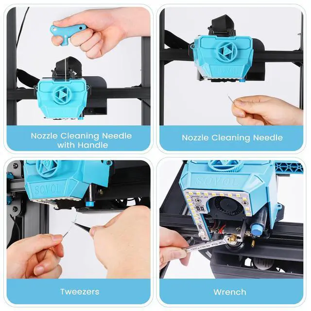 Alt view image 2 of 7 - 3D Printer Tools Kit, 13 Pcs 3D Printer Accessories with L-Size Extruder Nozzle Cleaning Tool, 0.4mm Nozzle Cleaning Needles, Double Function Wrench for E3D & MK8 Nozzles and Straight Tweezer