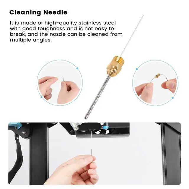 Alt view image 4 of 7 - 3D Printer Tools Kit, 13 Pcs 3D Printer Accessories with L-Size Extruder Nozzle Cleaning Tool, 0.4mm Nozzle Cleaning Needles, Double Function Wrench for E3D & MK8 Nozzles and Straight Tweezer