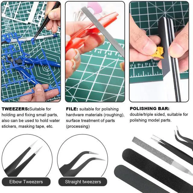 Alt view image 4 of 6 - 11PCS Model Kit Tools, Gundam Model Tool Kit, Hobby Building Tools Kit for Gundam Basic Model Assembling, Building and Repairing