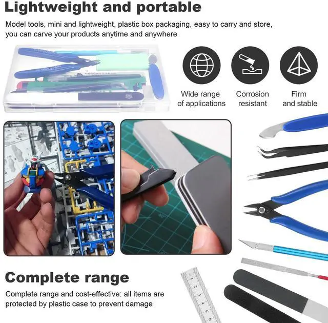 Alt view image 5 of 6 - 11PCS Model Kit Tools, Gundam Model Tool Kit, Hobby Building Tools Kit for Gundam Basic Model Assembling, Building and Repairing