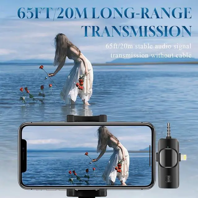 Alt view image 6 of 6 - 3 in 1 Wireless Lavalier Microphone for iPhone, iPad, Android, Camera,12-Hour Battery, mini Noise Reduction Recording Mic 2.4G Ultra-Low Delay, Microphone for Vlog/ TikTok/YouTube Live Stream( 2 Mic)