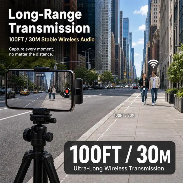 Alt view image 5 of 7 - Wireless Lavalier Microphone for iPhone Android, 2Pcs Mini Mic, Plug & Play