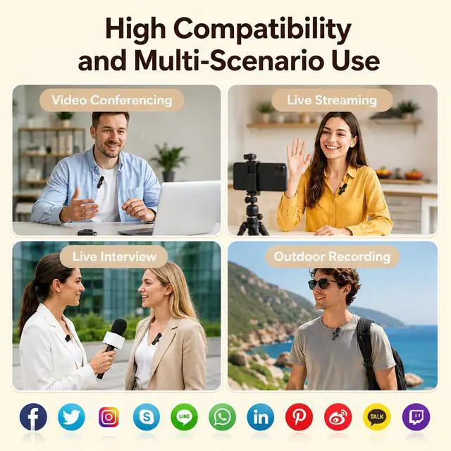 Alt view image 6 of 7 - Wireless Lavalier Microphone for iPhone Android, 2Pcs Mini Mic, Plug & Play