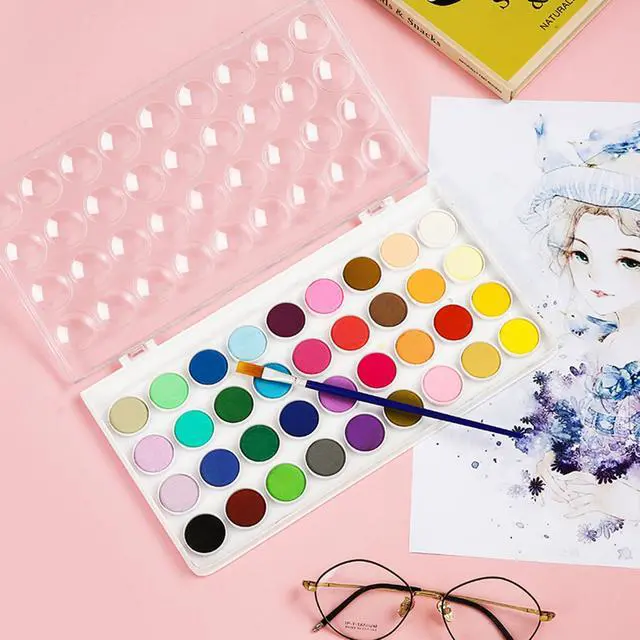 Alt view image 2 of 5 - Gifts Bulk Watercolor Paint Washable Watercolor Paint Kits Palette and Brushes Portable Water Color Supplies for Adults, Beginners Artists Graduation Gift(1 Pack,36 Colors)