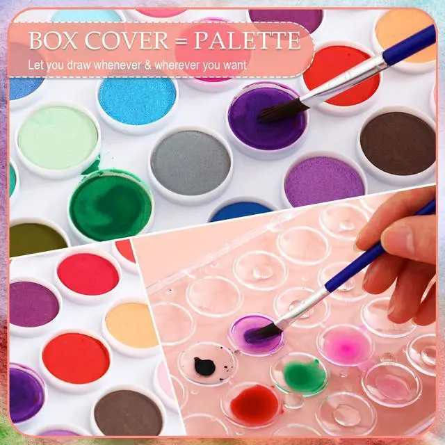 Alt view image 4 of 5 - Gifts Bulk Watercolor Paint Washable Watercolor Paint Kits Palette and Brushes Portable Water Color Supplies for Adults, Beginners Artists Graduation Gift(1 Pack,36 Colors)