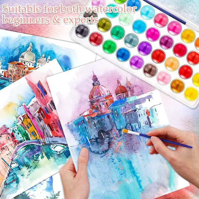 Alt view image 5 of 5 - Gifts Bulk Watercolor Paint Washable Watercolor Paint Kits Palette and Brushes Portable Water Color Supplies for Adults, Beginners Artists Graduation Gift(1 Pack,36 Colors)