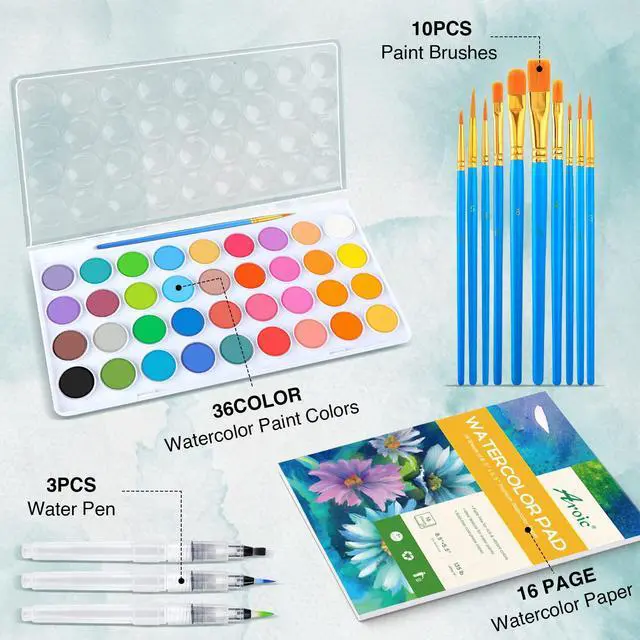 Alt view image 2 of 7 - 65 Pieces Watercolor Paint Set for Adults Artists, Beginners