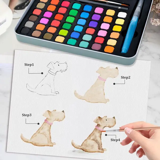 Alt view image 6 of 6 - Stocking Stuffers Birthday Valentines Day Gifts Watercolors Paint Set