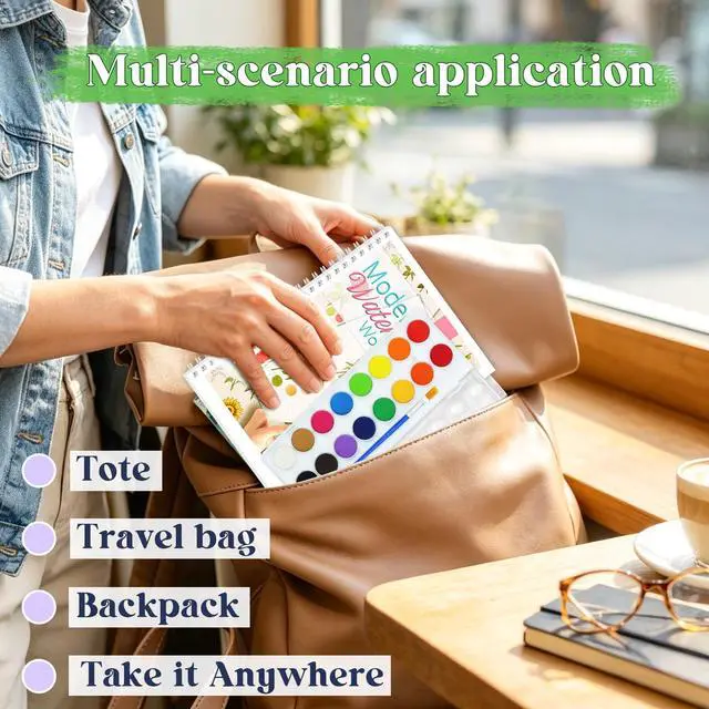 Alt view image 7 of 7 - Beginners Watercolor Workbook for Adults, Step-by-Step Coloring Book Set