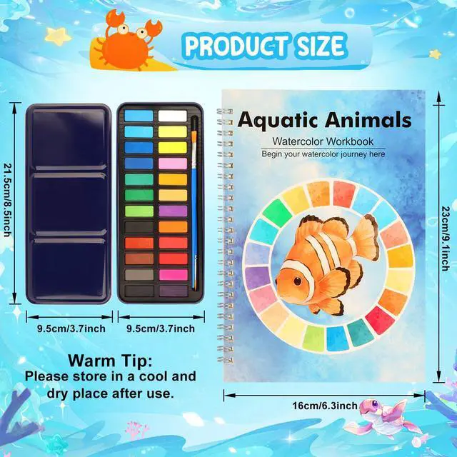 Alt view image 2 of 7 - Watercolor Workbook, 24 Colors Solid Paint Set