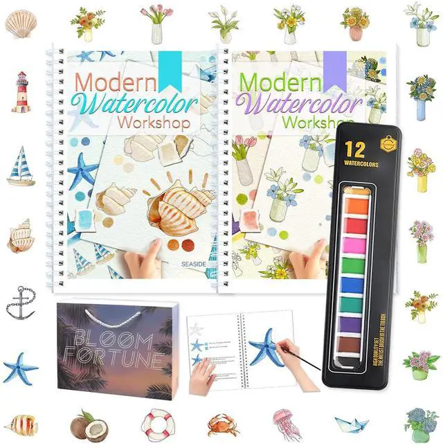 Main image of 2-Pack Beginner Watercolor Workbooks