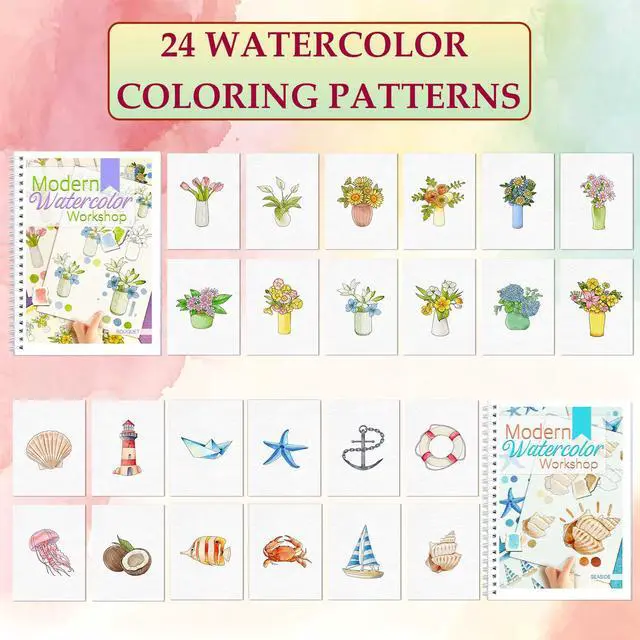 Alt view image 2 of 7 - 2-Pack Beginner Watercolor Workbooks