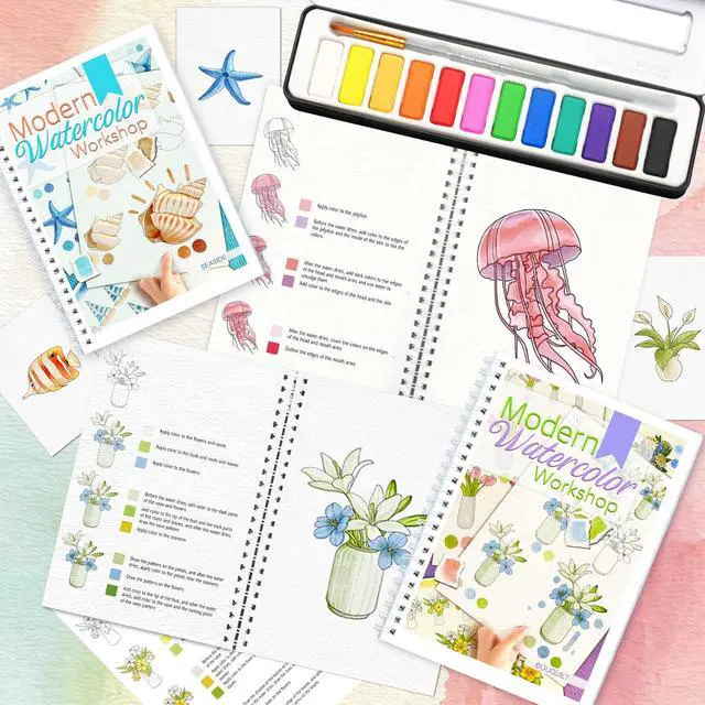 Alt view image 6 of 7 - 2-Pack Beginner Watercolor Workbooks