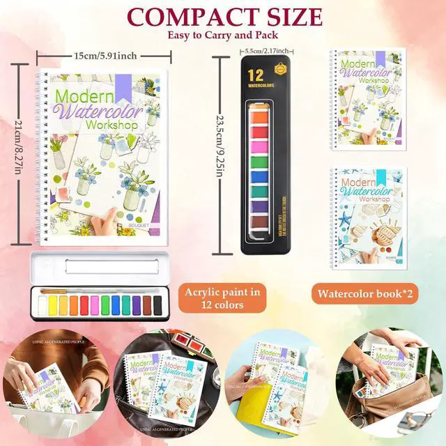 Alt view image 7 of 7 - 2-Pack Beginner Watercolor Workbooks
