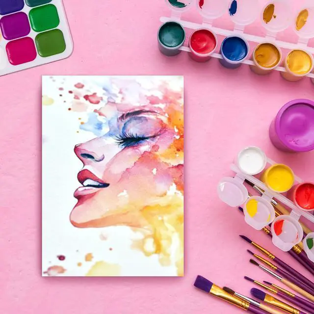 Alt view image 4 of 7 - 40 Sheets Cotton Watercolor Paper 140lb/300 GSM Hot Press Water Coloring Paint Paper for Art Painting Watercolor Drawing Artist, 7.68x5.31 Inch