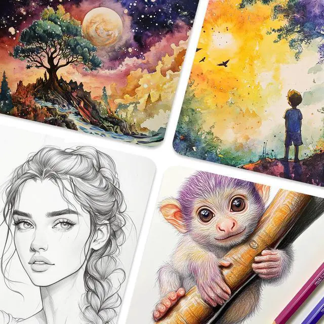 Alt view image 7 of 7 - 40 Sheets Cotton Watercolor Paper 140lb/300 GSM Hot Press Water Coloring Paint Paper for Art Painting Watercolor Drawing Artist, 7.68x5.31 Inch