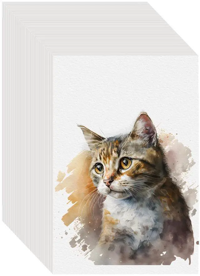 Main image of 100PCS 4x6 Watercolor Paper Bulk, 140lb/300g Cold Press Thick Water Color Paper Pad for Child Adult, White Art Paper for Drawing Painting Markers Gouache, Textured Cotton Paper Sheets