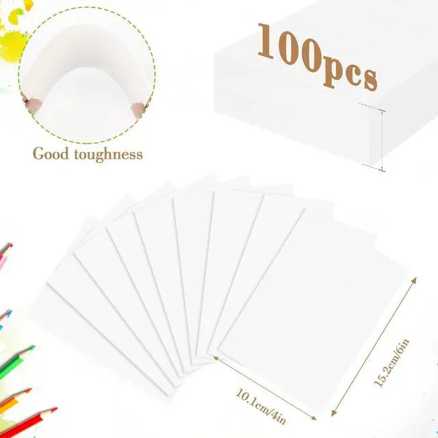 Alt view image 2 of 6 - 100PCS 4x6 Watercolor Paper Bulk, 140lb/300g Cold Press Thick Water Color Paper Pad for Child Adult, White Art Paper for Drawing Painting Markers Gouache, Textured Cotton Paper Sheets