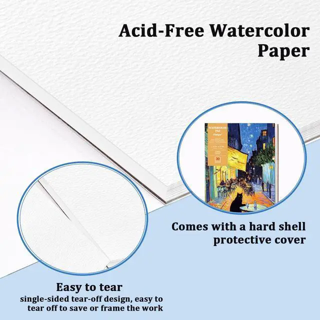Alt view image 3 of 7 - Watercolor Paper Pad, 8.5 x5.5 in 140lb/300gsm, 30 Sheets, Cold Press Acid-Free, Artist Grade Water Color Art Drawing Painting Paper, Drawing Art Supplies for Adults, Teens, Kids
