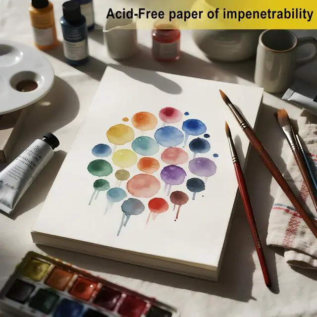 Alt view image 6 of 6 - Watercolor Paper, 9" x 12", 200GSM, 50 Pcs Bulk Water Color Paper, Art Supplies for Artists Adults Boys Girls Students, Painting, Drawing, Mixed Media