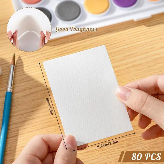 Alt view image 2 of 7 - 80 Sheets Watercolor Paper, 2.5 x 3.5 in, 110 Lb/230 GSM, Cold Press
