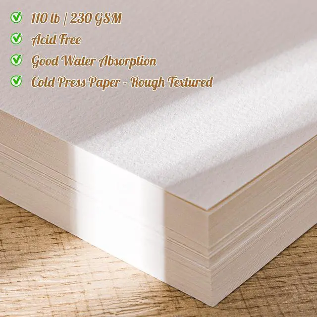 Alt view image 3 of 7 - 80 Sheets Watercolor Paper, 2.5 x 3.5 in, 110 Lb/230 GSM, Cold Press