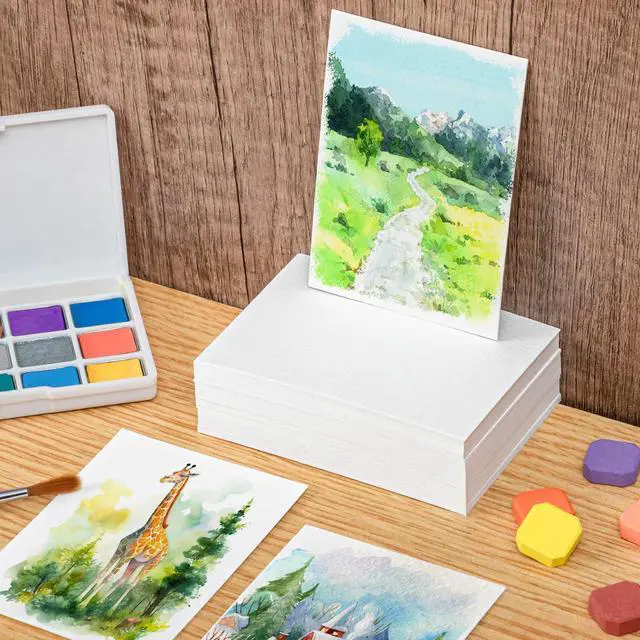 Alt view image 5 of 7 - 80 Sheets Watercolor Paper, 2.5 x 3.5 in, 110 Lb/230 GSM, Cold Press