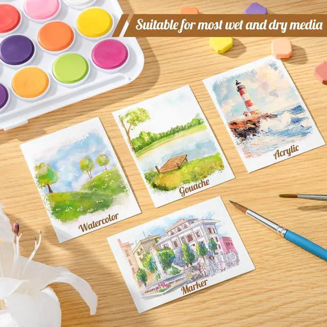 Alt view image 7 of 7 - 80 Sheets Watercolor Paper, 2.5 x 3.5 in, 110 Lb/230 GSM, Cold Press