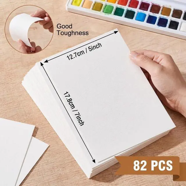 Alt view image 2 of 7 - 82 Sheets 5x7 Watercolor Paper Bulk, 110 lb/230 GSM Cold Press Paper White Water Color Paper for Kids Child Adults Artists Drawing Wedding Gift Cards for Drawing Painting Markers Gouache Watercolors