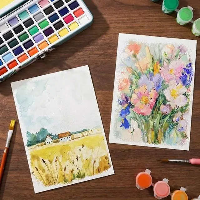 Alt view image 4 of 7 - 82 Sheets 5x7 Watercolor Paper Bulk, 110 lb/230 GSM Cold Press Paper White Water Color Paper for Kids Child Adults Artists Drawing Wedding Gift Cards for Drawing Painting Markers Gouache Watercolors