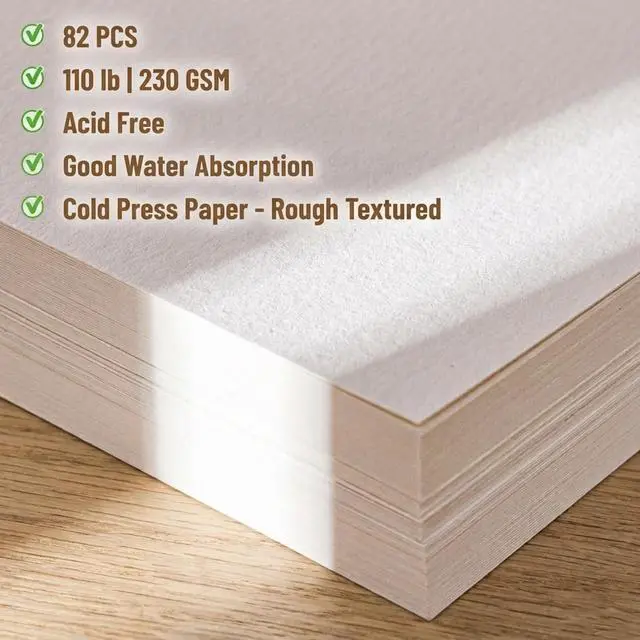 Alt view image 5 of 7 - 82 Sheets 5x7 Watercolor Paper Bulk, 110 lb/230 GSM Cold Press Paper White Water Color Paper for Kids Child Adults Artists Drawing Wedding Gift Cards for Drawing Painting Markers Gouache Watercolors
