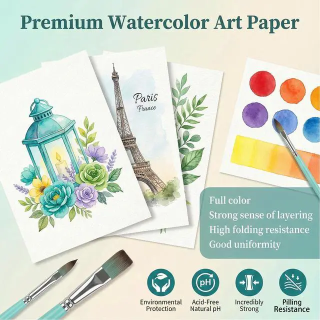 Alt view image 7 of 7 - 82 Sheets 5x7 Watercolor Paper Bulk, 110 lb/230 GSM Cold Press Paper White Water Color Paper for Kids Child Adults Artists Drawing Wedding Gift Cards for Drawing Painting Markers Gouache Watercolors