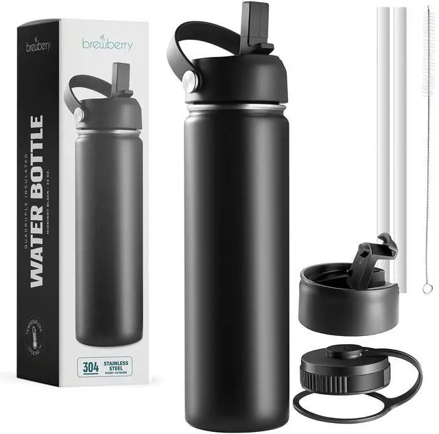 Main image of Stainless Steel Insulated Water Bottle and Travel Mug for Hot and Cold Beverages, Wide Mouth, Double Wall Insulated Hydration Sports Water Bottle for Hiking, Biking, Outdoor, 22 OZ BPA Free