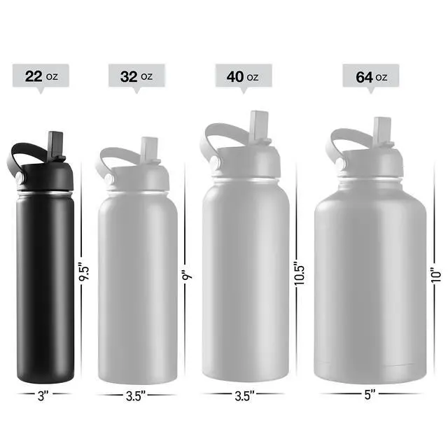 Alt view image 2 of 7 - Stainless Steel Insulated Water Bottle and Travel Mug for Hot and Cold Beverages, Wide Mouth, Double Wall Insulated Hydration Sports Water Bottle for Hiking, Biking, Outdoor, 22 OZ BPA Free