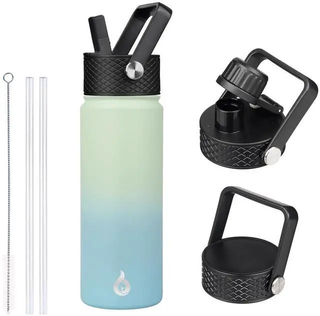 Main image of 22oz Insulated Water Bottle with Straw Lid, Stainless Steel Bottle