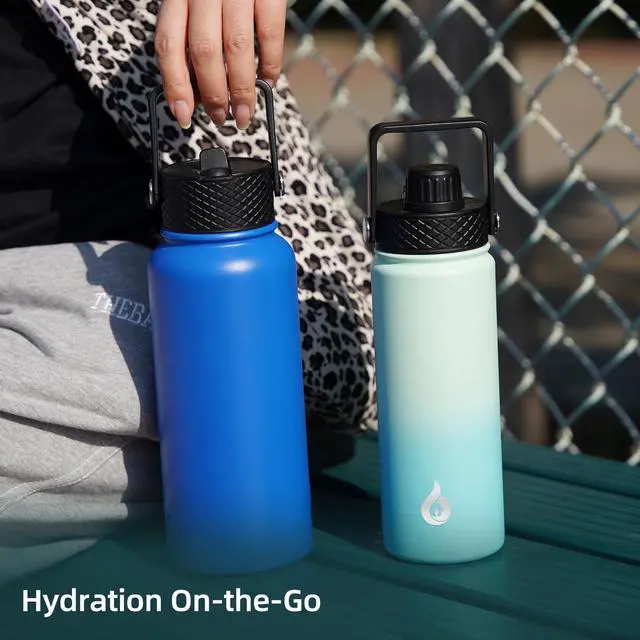 Alt view image 2 of 6 - 22oz Insulated Water Bottle with Straw Lid, Stainless Steel Bottle