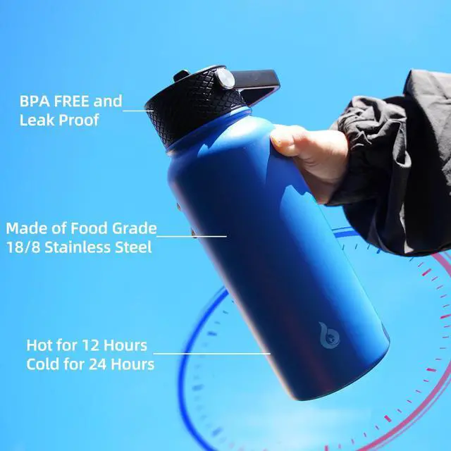 Alt view image 5 of 6 - 22oz Insulated Water Bottle with Straw Lid, Stainless Steel Bottle