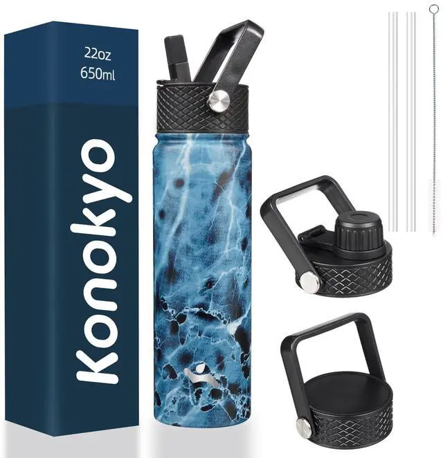 Main image of 22 oz Insulated Stainless Steel Water Bottle with Straw Lid