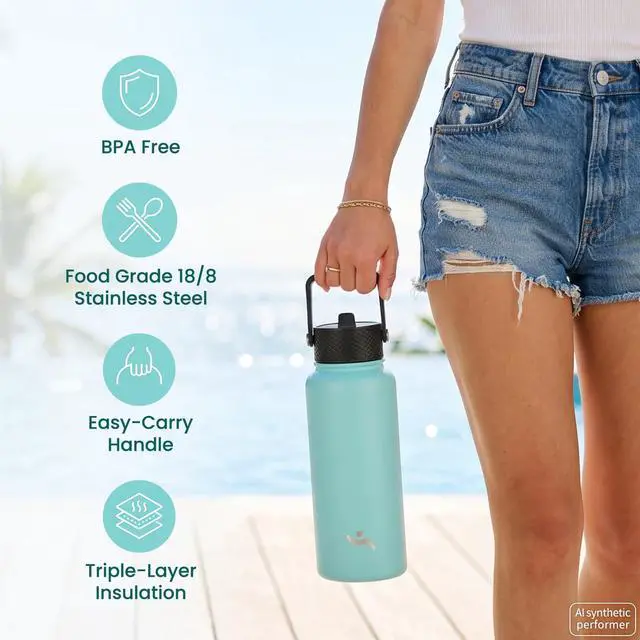 Alt view image 5 of 7 - 22 oz Insulated Stainless Steel Water Bottle with Straw Lid