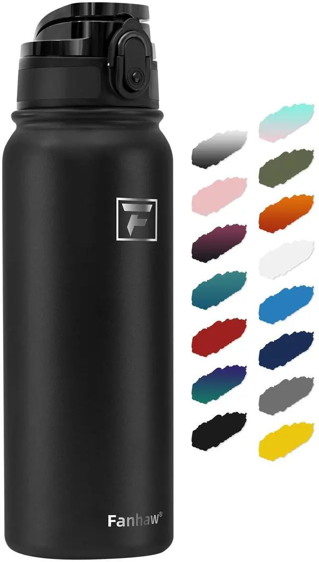 Main image of 20 oz Insulated Stainless Steel Water Bottle with Anti-Dust Chug Lid, Leakproof Vacuum Metal Everyday Use Bottle for Kids, Teens & Adults, Back to School Essentials (Black)