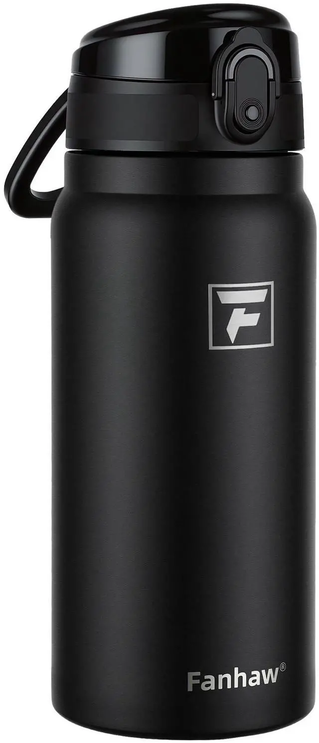 Main image of 20 Oz Insulated Stainless Steel Water Bottle with Chug Lid Wide Mouth, Leak-Proof, BPA-Free Ideal for Kids, Adults, Sports, Gym, and Outdoor Use (Black)