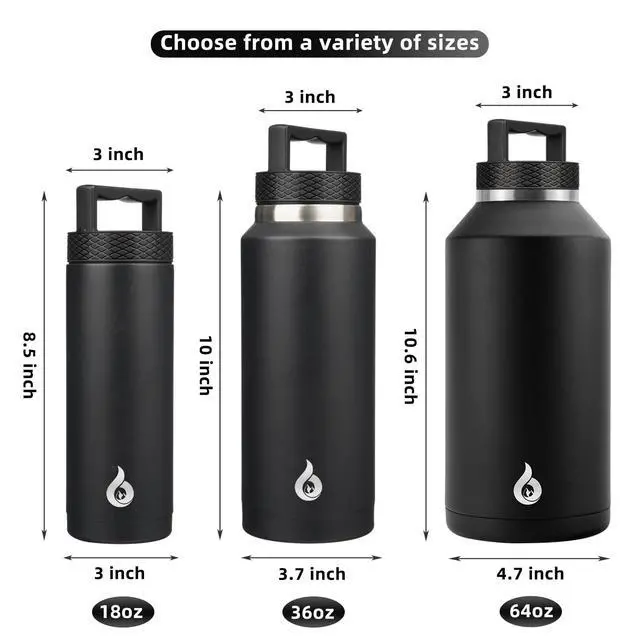 Alt view image 5 of 6 - 18oz Insulated Water Bottle Stainless Steel Water Bottle with Handle