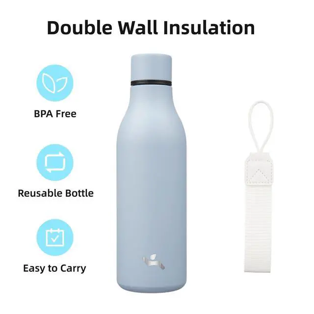 Alt view image 3 of 7 - 18 oz Insulated Stainless Steel Metal Water Bottle with Strap