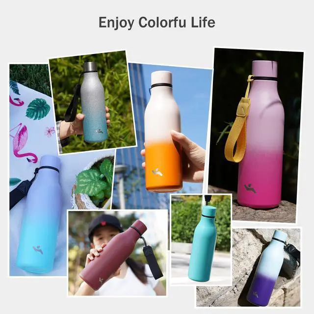 Alt view image 7 of 7 - 18 oz Insulated Stainless Steel Metal Water Bottle with Strap