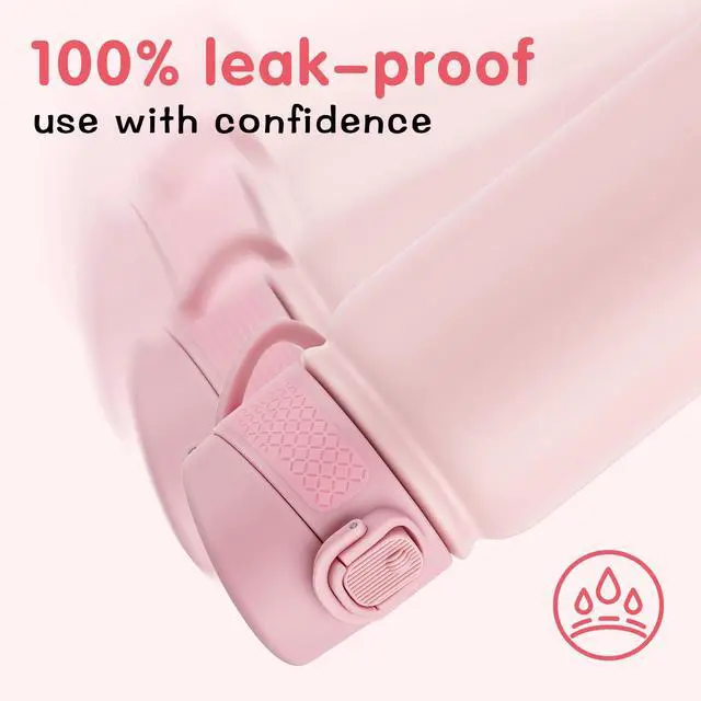 Alt view image 4 of 7 - Kids 12oz Insulated Stainless Steel Water Bottle, Leakproof Vacuum Tumbler with Carry Handle, Fits Cup Holders, Reusable Water Bottle for School Outdoor, Boys & GirlsPink