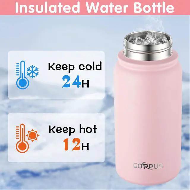 Alt view image 6 of 7 - Kids 12oz Insulated Stainless Steel Water Bottle, Leakproof Vacuum Tumbler with Carry Handle, Fits Cup Holders, Reusable Water Bottle for School Outdoor, Boys & GirlsPink