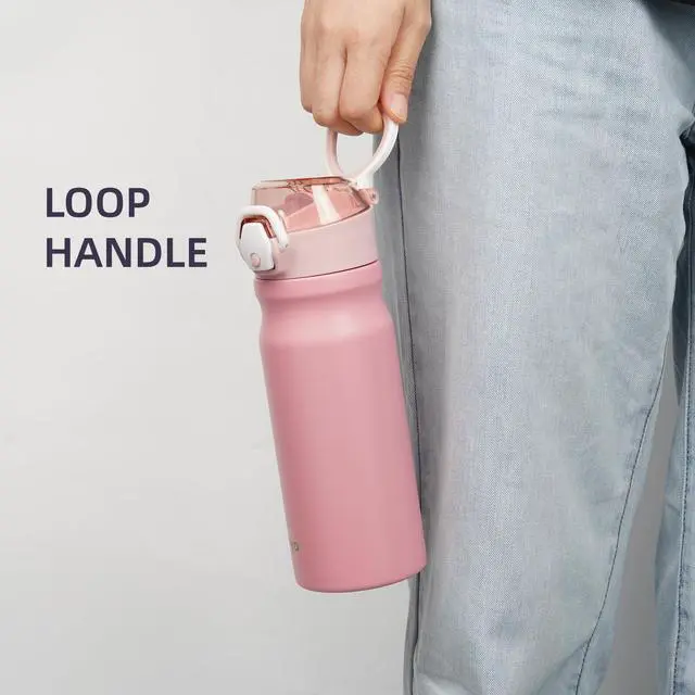 Alt view image 5 of 7 - 18 oz Insulated Stainless Steel Sports Water Bottle with Straw Lid